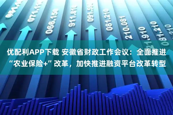 优配利APP下载 安徽省财政工作会议：全面推进“农业保险+”改革，加快推进融资平台改革转型